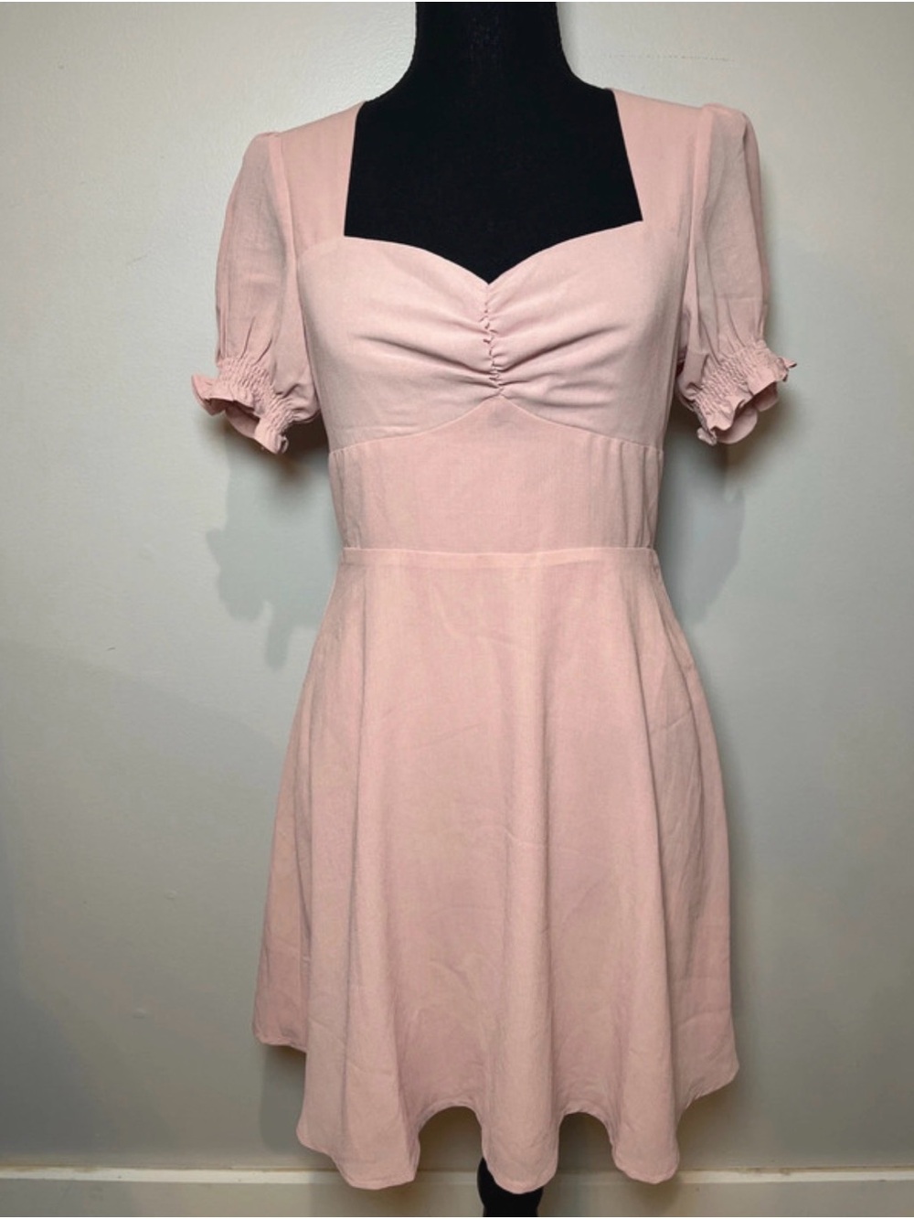 Le Lis Blush Pink Square-Neck Fit & Flare Dress